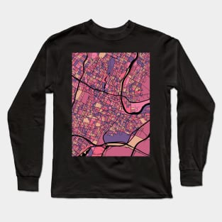 Newark Map Pattern in Purple & Pink Long Sleeve T-Shirt